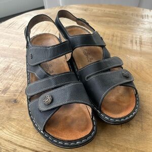 Finn Comfort Gomera S Blue Leather Women's Sandals Sz 41 US 10 - 10.5